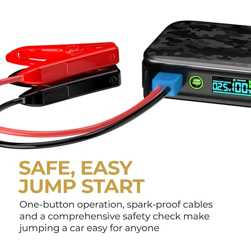 HALO BOLT PAL 1000 PORTABLE CAR JUMP STARTER USB-A USB-C CHARGER PORTS - BLACK