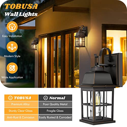 TOBUSA 2 Pack Outdoor Wall Sconces 100% Aluminium Oil Rubbed Bronze Exterior