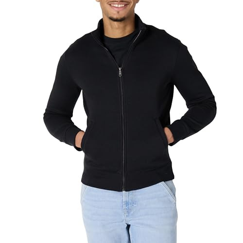 AMAZON ESSENTIALS MEN'S FLEECE ZIP UP MOCK NECK WINDBREAKER SIZE LARGE - BLACK New