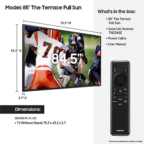 SAMSUNG 85" NEO QLED 4K THE TERRACE FULL SUN TV QN85LST9CAFXZA - BLACK