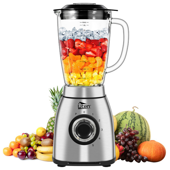 UTEN 800 WATT HIGHT SPEED COUNTERTOP BLENDER FOR SMOOTHIES AND SHAKES - SILVER