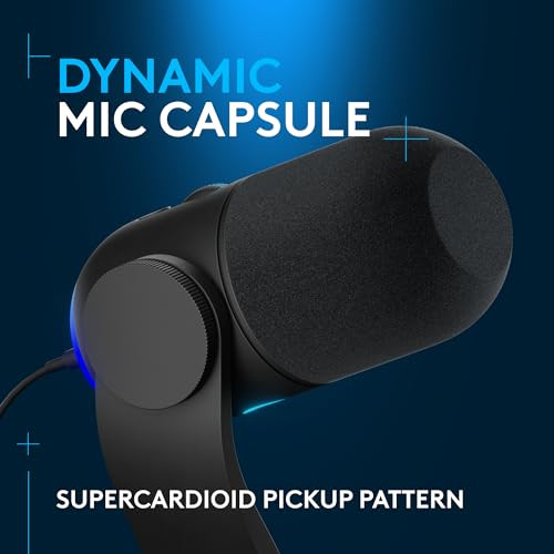 Logitech G Yeti GX Dynamic RGB Gaming Microphone with LIGHTSYNC, USB Mic