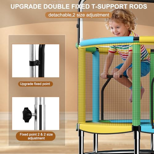TOWIGIC 55" TRAMPOLINE FOR KIDS,UP TO 440 IBS MINI TRAMPOLINE MLS01 - MULTICOLOR