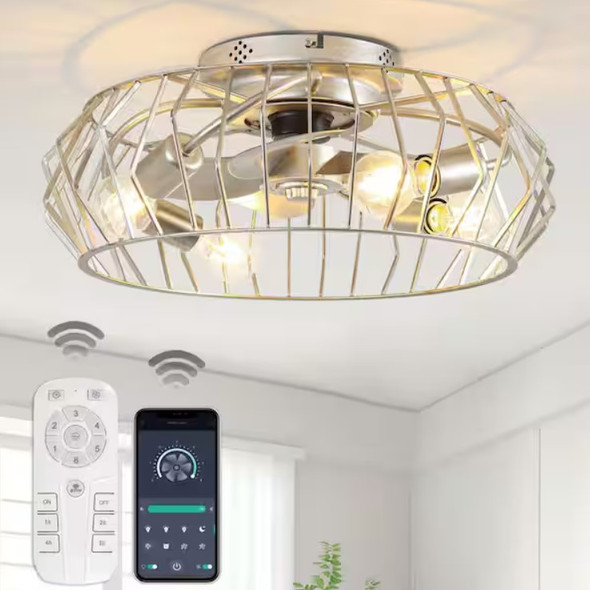 MATRIX DECOR 19.7 IN. 4-LIGHT ANTIQUE SILVER FANDELIER FLUSH MOUNT - SILVER