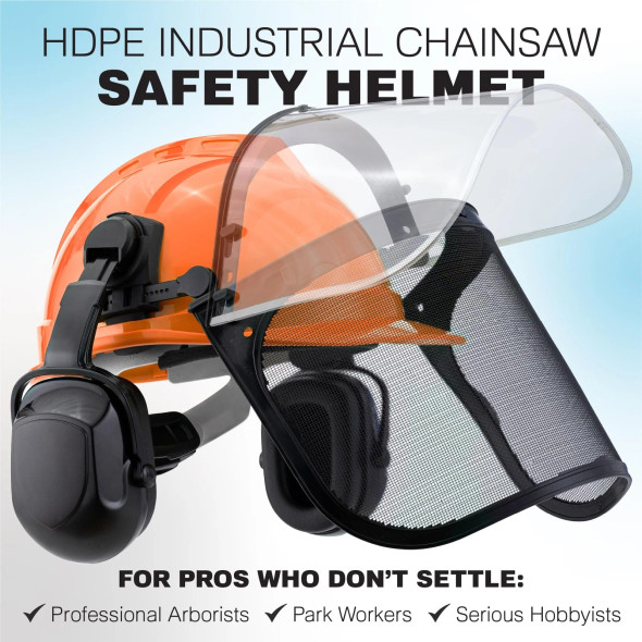 RAXWELL CHAINSAW SAFETY HELMET – ANSI CERTIFIED 6IN1 FORESTRY HARD HAT - ORANGE