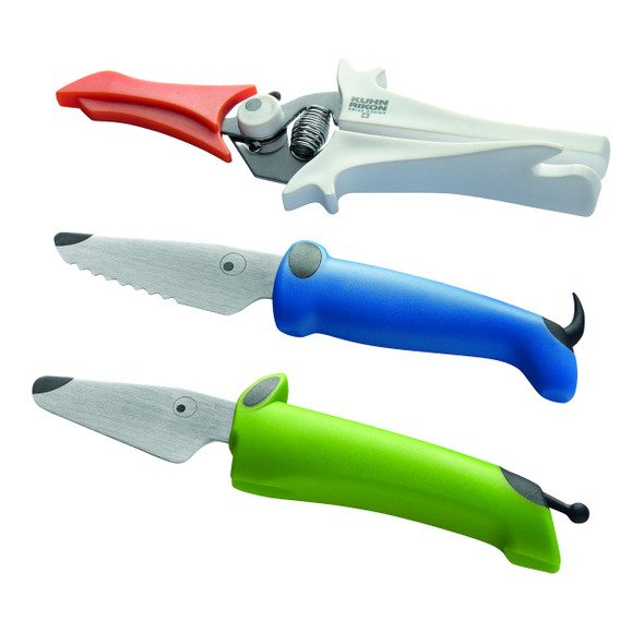 Kuhn Rikon Kinderkitchen Kids Chef Knife Scissor Set 3 Pieces, 21270 - Green New