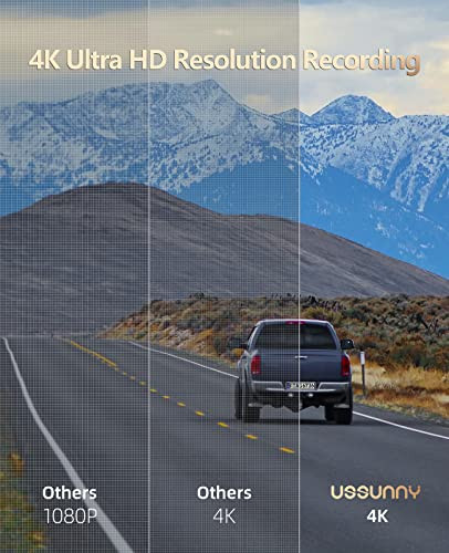 USSUNNY DASH CAM FRONT 4K AND REAR 1080P DUAL CAR CAMERA 3" TOUCHSCREEN - BLACK