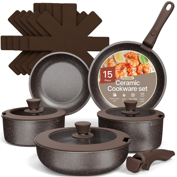 Bakken- Swiss Kitchen Cookware Set - Nonstick Granite Coating, Pots and Pans