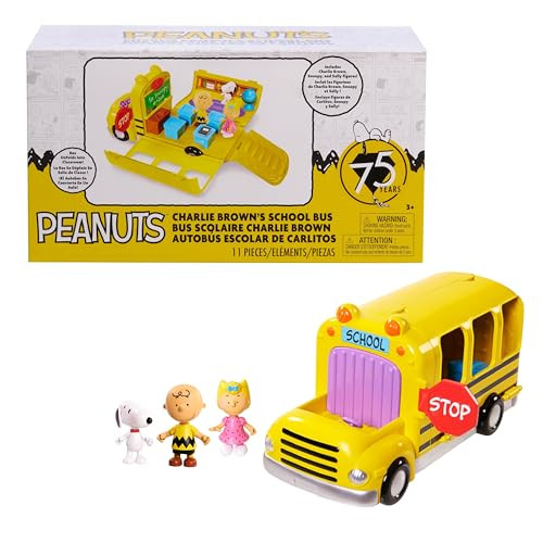 PEANUTS CHARLIE BROWN'S INTERACTIVE SCHOOL BUS TOY, 11-PIECES 45086 - MULTICOLOR