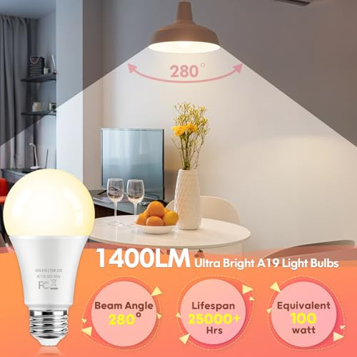 TOBUSA LED Light Bulbs 100watt Equivalent 1400LM Bright A19 Warm White 12 Pack New