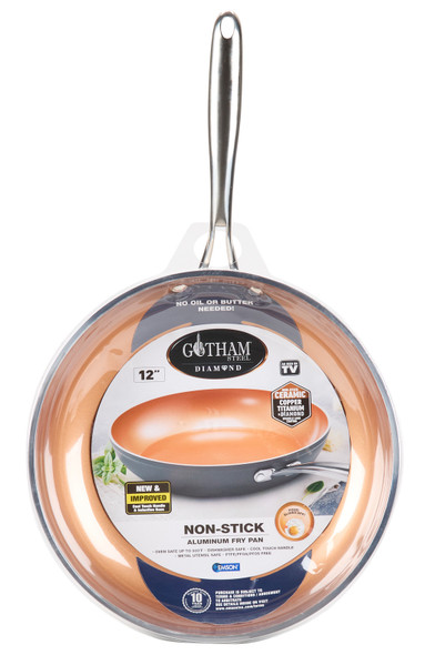 GOTHAM STEEL 12 IN NON-STICK CERAMIC COPPER TITANIUM & DIAMOND FRYING PAN - GRAY