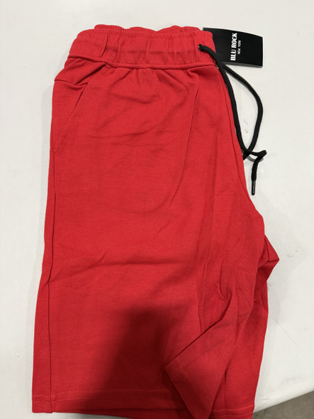 BLU ROCK NEW YORK MEN'S ZIP POCKET JOGGER SWEAT SHORTS BAGGY - SIZE: MEN M - RED New
