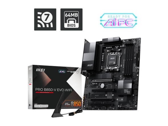 MSI PRO B850-V EVO WIFI AM5 AMD B850 SATA 6Gb/s 5G Network Wi-Fi6E DDR5