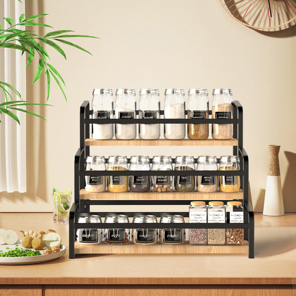 TISEMENT SPICE RACK ORGANIZER FOR COUNTERTOP, 3-TIER, HM5428-VC - BLACK