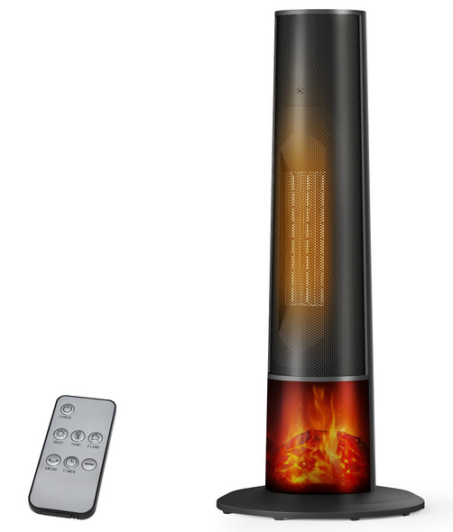OYLUS TOWER SPACE HEATER 3D FLAME MODES BL-K21-DEWH - BLACK New