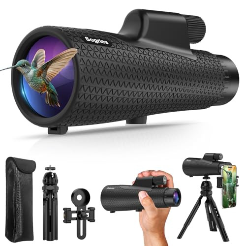 SOGRIES 15×55 MONOCULAR TELESCOPE HD HIGH POWERED TRIPOD PHONE ADAPTER - BLACK