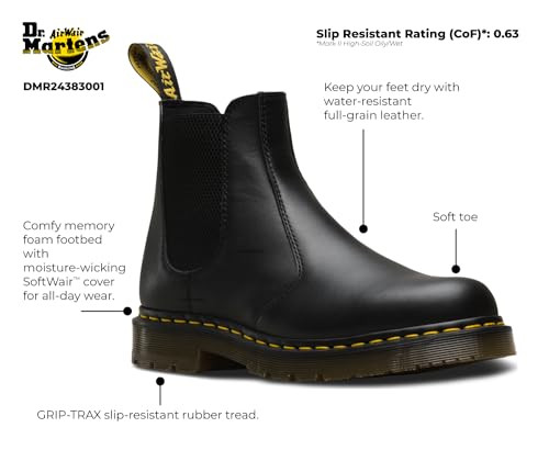 DR. MARTENS UNISEX ADULT 2976 SR BLACK INDUSTRIAL FULL GRAIN size 6 MEN/7 WOMEN