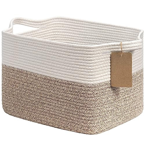 Goodpick Woven Storage Basket Cotton Rope Basket for Dog Toys Books - Tan