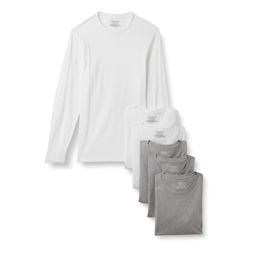 AEMN87615M25 AMAZON ESSENTIALS MEN'S SLIM FIT COTTON HEATHER/WHITE Size XL New