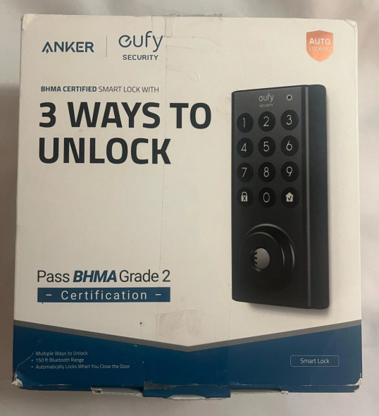 EUFY SECURITY SMART LOCK BLUETOOTH ELECTRONIC DEADBOLT ENTRY - BLACK