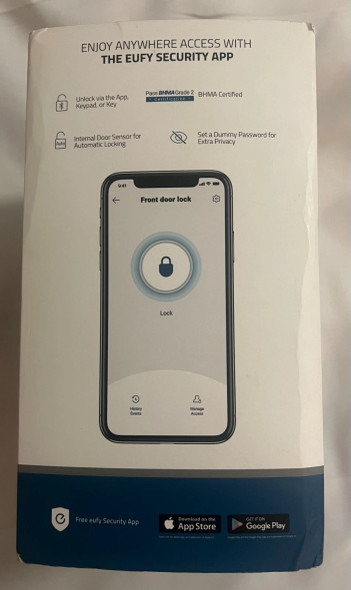EUFY SECURITY SMART LOCK BLUETOOTH ELECTRONIC DEADBOLT ENTRY - BLACK