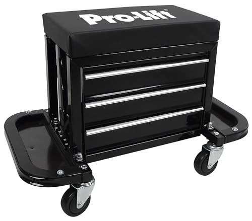 PRO-LIFT MECHANIC ROLLER SEAT TOOL FREE C-3300 – 400 LBS CAPACITY - BLACK