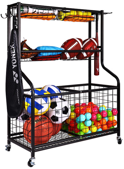 FITVIDS GARAGE SPORTS EQUIPMENT ORGANIZER GARAGE BALL STORAGE BF-BS-01 - BLACK