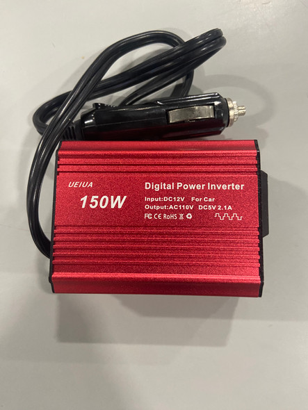 UEIUA 150W CAR POWER INVERTER 12V DC TO 110V AC CONVERTER VEHICLE ADAPTER - RED