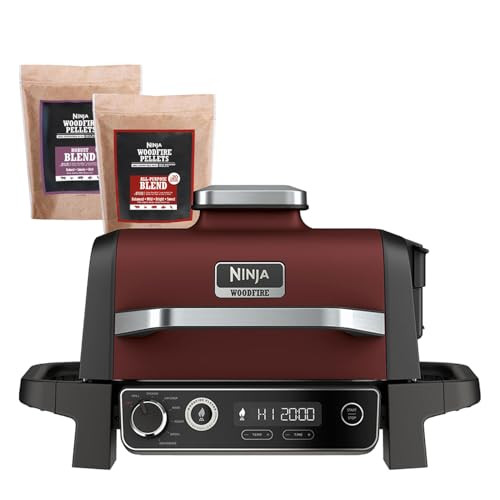 NINJA OG701 Woodfire Outdoor Grill & Smoker, 7-in-1 Master Electric Red
