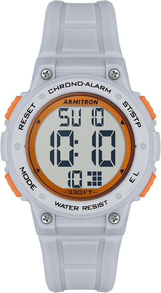 ARMITRON SPORT WOMEN'S DIGITAL CHRONOGRAPH RESIN STRAP WATCH - GRAY ORANGE