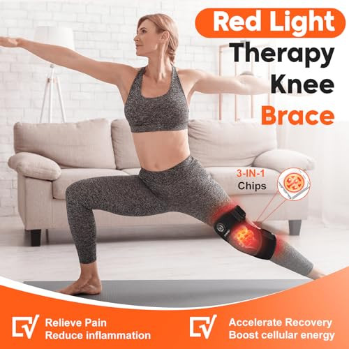 FEANGLI Red-Light-Therapy, Infrared Light Knee Brace Wireless Rechargeable