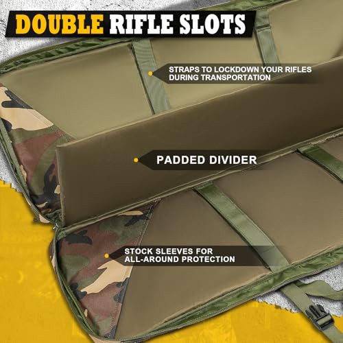 DULCE DOM 36" X 12" DOUBLE RIFLE CASE TACTICAL SOFT PADDED BACKPACK - CAMO