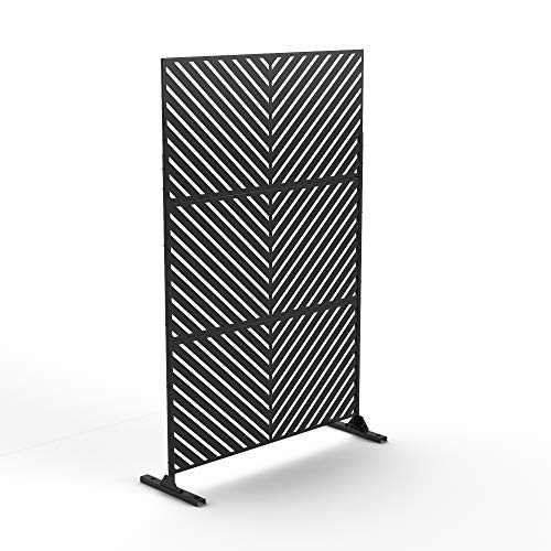 NEUTYPE DECORATIVE PRIVACY SCREEN OUTDOOR DIVIDER WITH STAND - BLACK