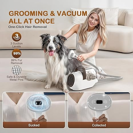 PET GROOMING VACUUM KITS DOG DOG KIT PET CLIPPER NAIL GRINDER - BROWN/WHITE