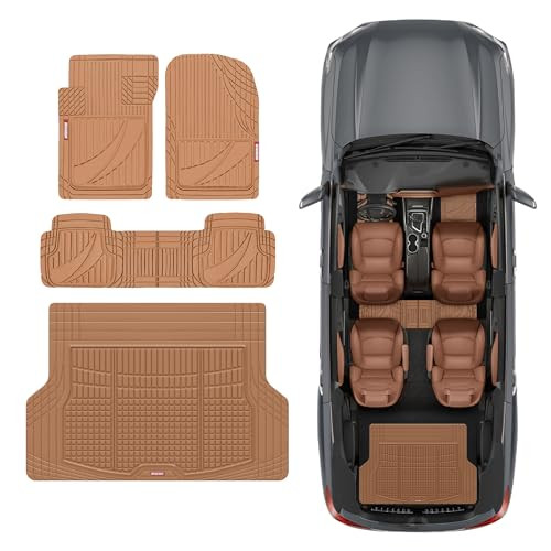 Motor Trend FlexTough Advanced Heavy Duty Rubber Car Floor Mats & Cargo Liner
