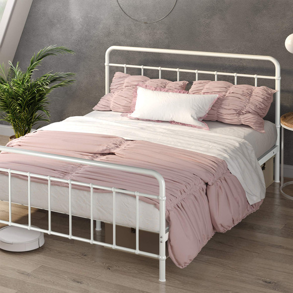 ZINUS FLORENCE FULL PANEL METAL PLATFORM BED FRAME FRBF-Q/W - WHITE- QUEEN