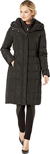 COLE HAAN WOMEN LONG QUILTED PUFFER COAT DOWN JACKET XL DEEP BLACK New