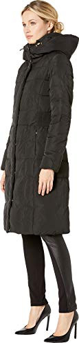 COLE HAAN WOMEN LONG QUILTED PUFFER COAT DOWN JACKET XL DEEP BLACK New