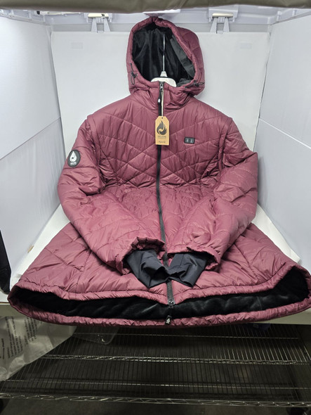 HELIOS HYBRID WOMEN'S HEATED VERSATILE 2 N 1 COAT VEST - SIZE: 3XL - MAROON New