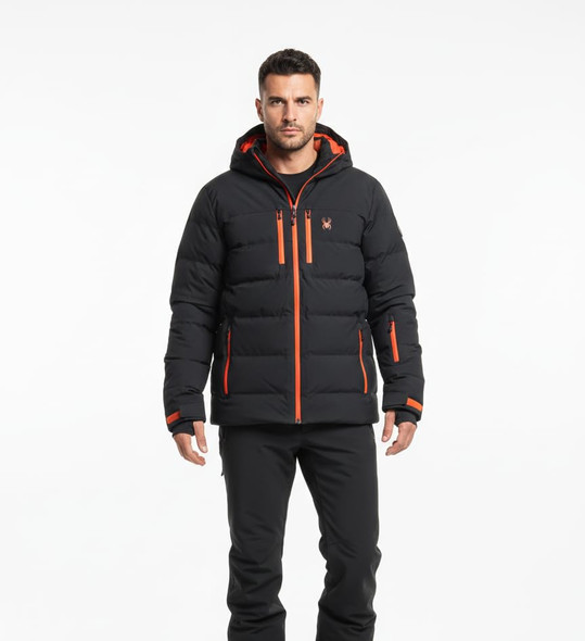 SPYDER MENS RECON SYNTHETIC DOWN JACKET SIZE LARGE - BLK RED New