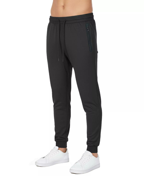 BLU ROCK MEN'S SLIM-FIT TECH JOGGERS ZIPPER POCKETS SWEATPANTS- SIZE: XL - BLACK New