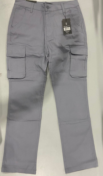 BLU ROCK MEN'S FLEX STRETCH COTTON CARGO PANTS, SIZE 32 - GRAY