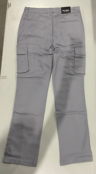 BLU ROCK MEN'S FLEX STRETCH COTTON CARGO PANTS, SIZE 32 - GRAY