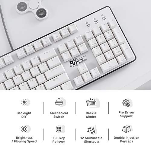 RK ROYAL KLUDGE FULL SIZE MECHANICAL KEYBOARD RAINBOW BACKLIT RK920 - WHITE