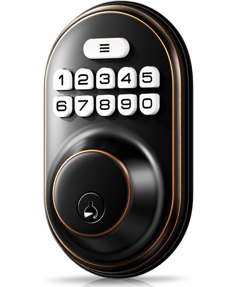 Veise Keyless Entry Door Lock, Electronic Keypad Deadbolt, Auto Lock - Bronze