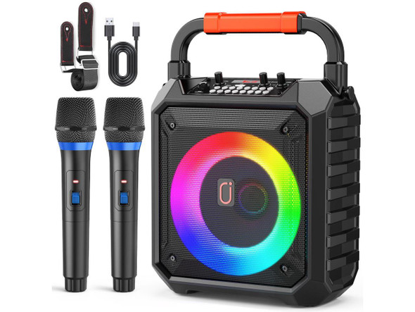 JYX Portable Karaoke Machine for Adults & Kids with 2 Wireless Microphones,