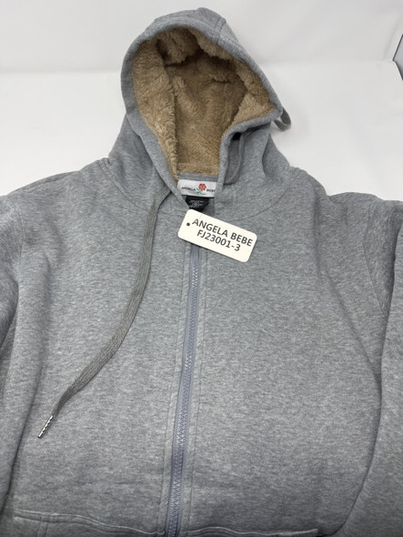 ANGELA BEBE WOMENS HOODIE LONG SLEEVE - SIZE: WOMEN M - GRAY New