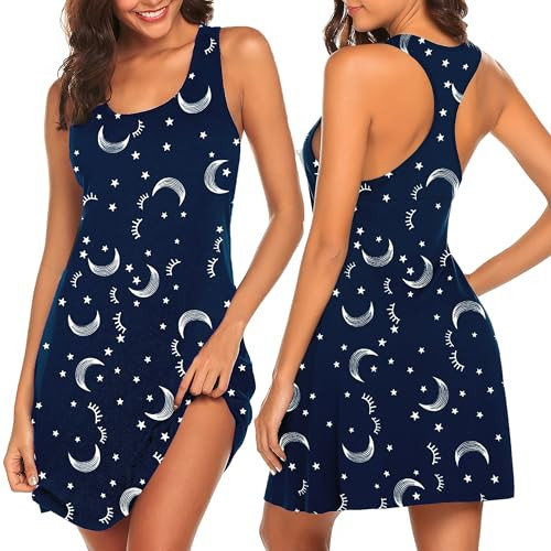 AVIDLOVE SLEEPWEAR TANK NIGHTGOWN CHEMISE MOON PRINT - LARGE