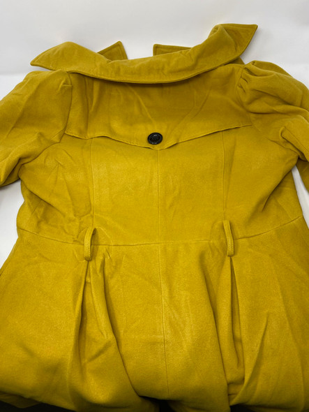 FOREMODE WOMEN SWING DOUBLE BREASTED WOOL PEA COAT,BELT BUCKLE, SIZE XL - YELLOW