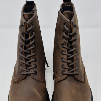 HOGO HUGO MEN'S RYAN SMOOTH LEATHER LACE UP BOOT - SIZE: MEN 10 - OPEN BROWN
